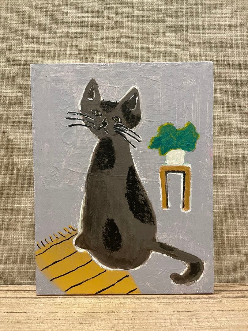c.kanady様専用　アクリル画　イラスト　 キャンバス　「見返り猫」 — image 2