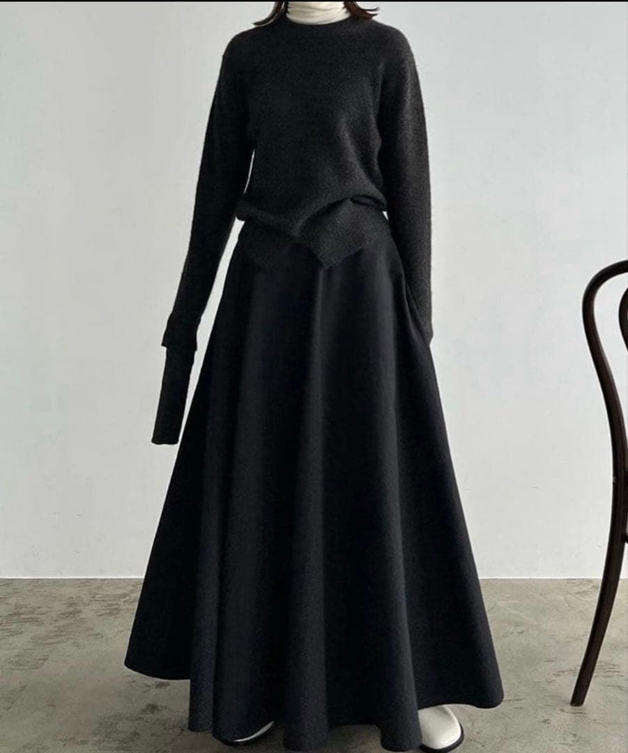 clane VOLUME FLARE MAXI SKIRT クラネ サイズ1 黒 — image 3