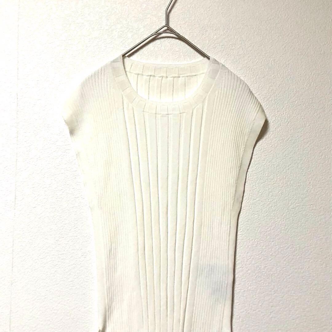 ロペ ROPE リブニット ベスト ノースリーブ チュニック 白 ホワイト — image 2