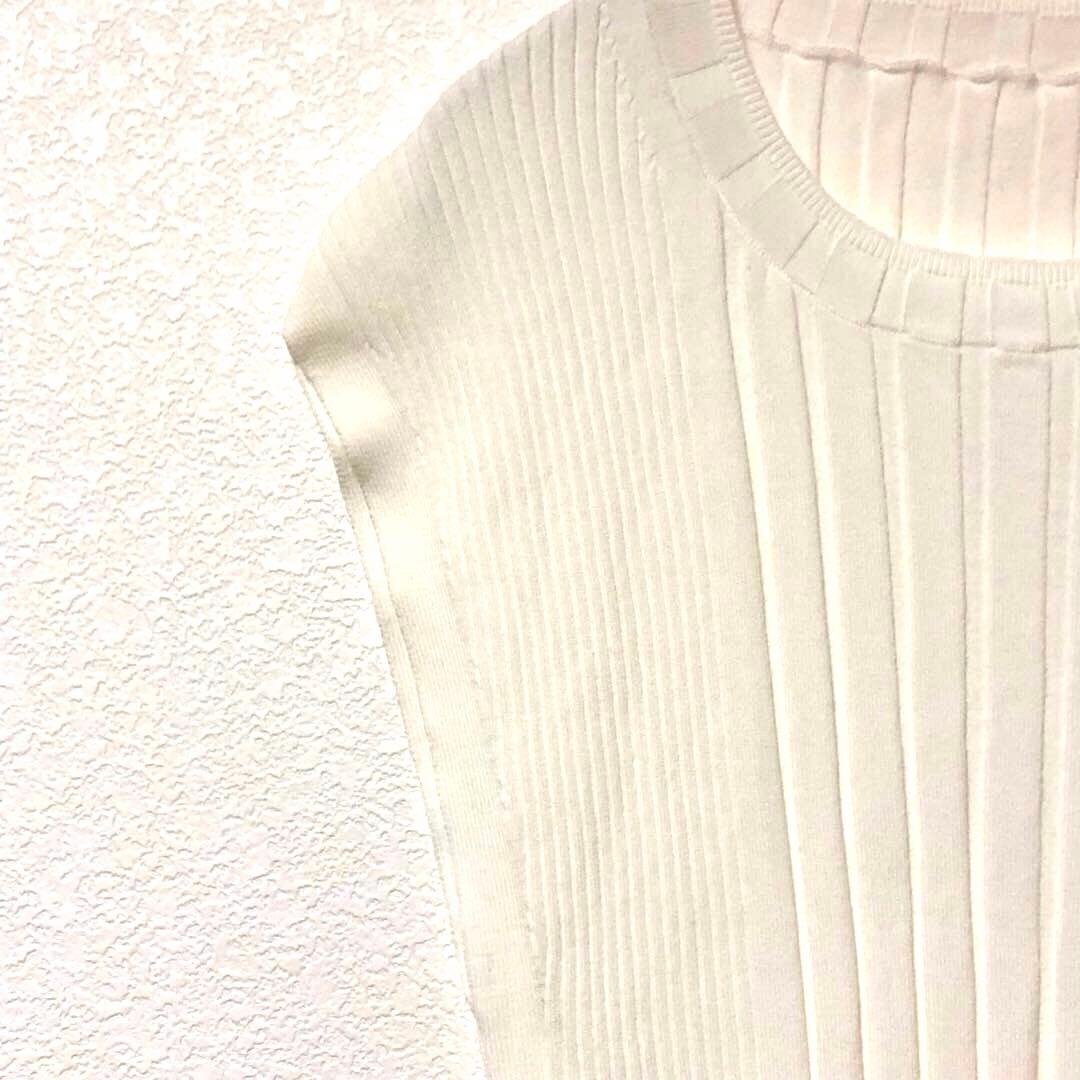 ロペ ROPE リブニット ベスト ノースリーブ チュニック 白 ホワイト — image 4