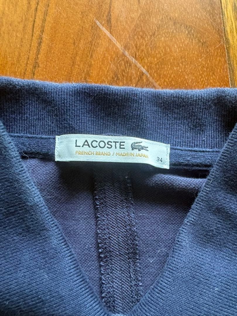 【美品】LACOSTE 鹿の子ノースリーブ ポロシャツ ネイビー — image 4