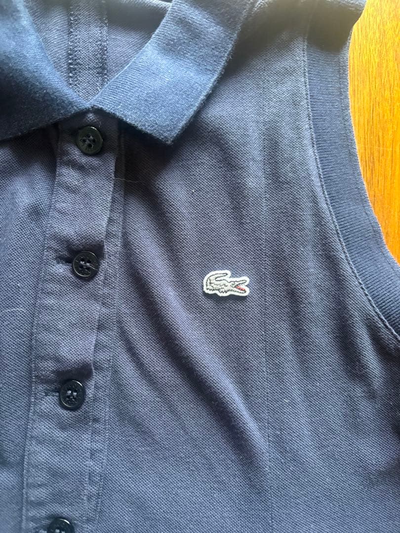 【美品】LACOSTE 鹿の子ノースリーブ ポロシャツ ネイビー — image 5
