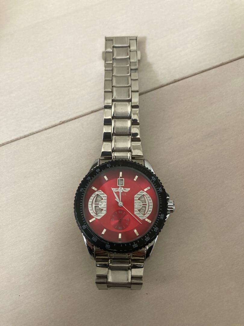 稼動美品 レッドダイヤル ステンレス 自動巻き腕時計 — image 2