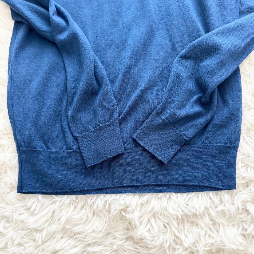現行タグ✨ジョンスメドレー 30G ウール ユニセックス クルーネック ブルー — image 4
