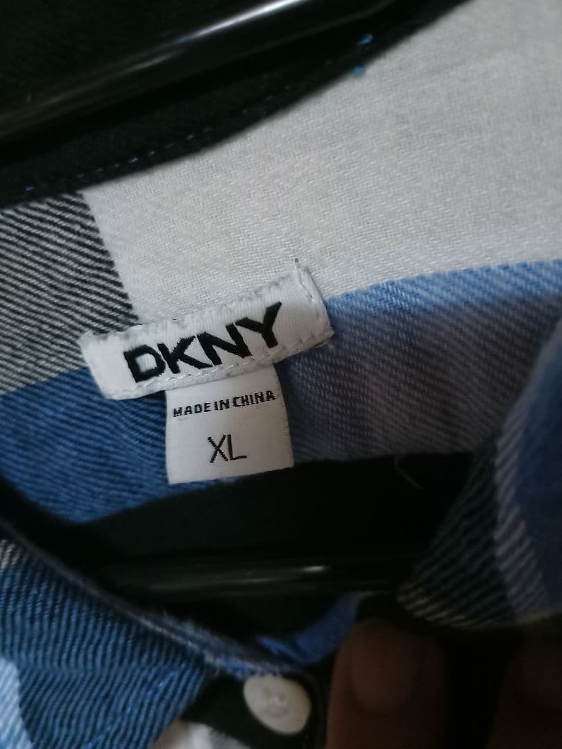 DKNYダナキャランニューヨーク ネルシャツ ブルー チェック柄 XL — image 3
