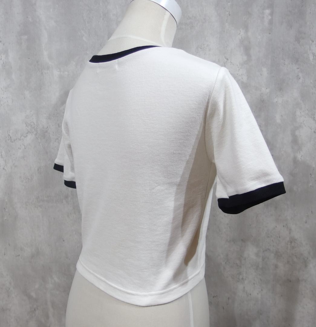 WEGO　ホワイト×ブラック リンガーTシャツ クロップド丈 — image 5