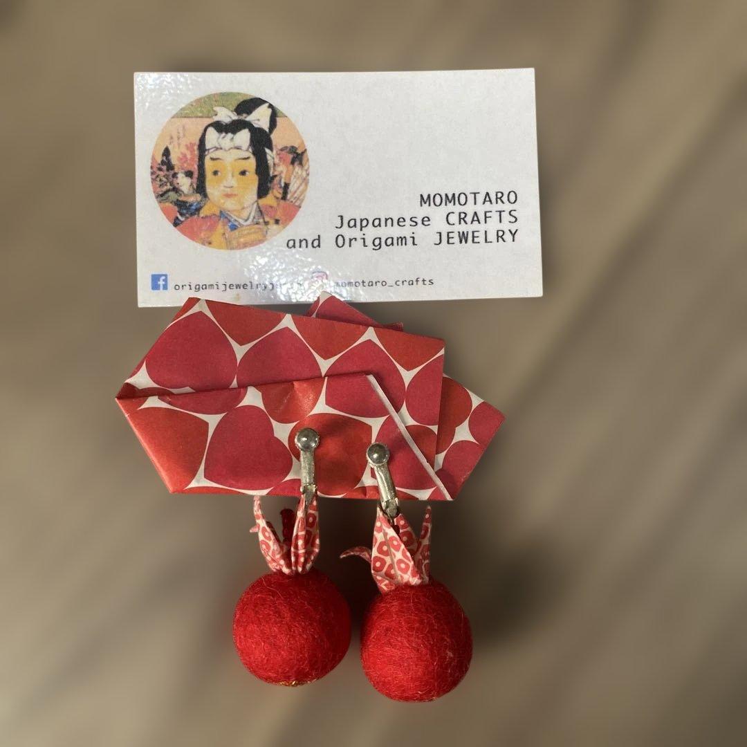MOMOTARO 折り紙ジュエリー イヤリング 赤 — image 2