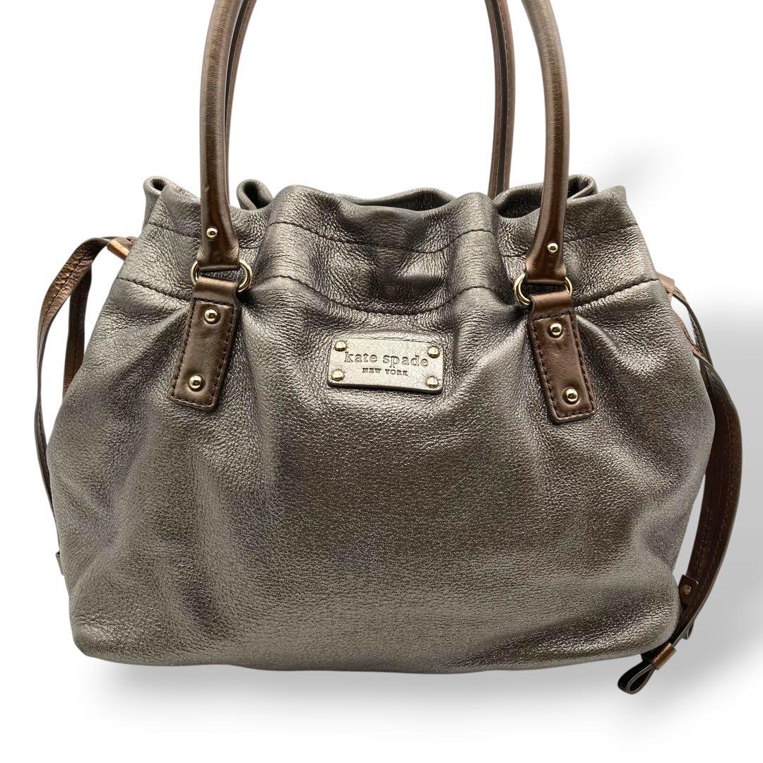 ケイトスペード katespade ハンドバッグ レザー 腕かけ シルバー — image 3