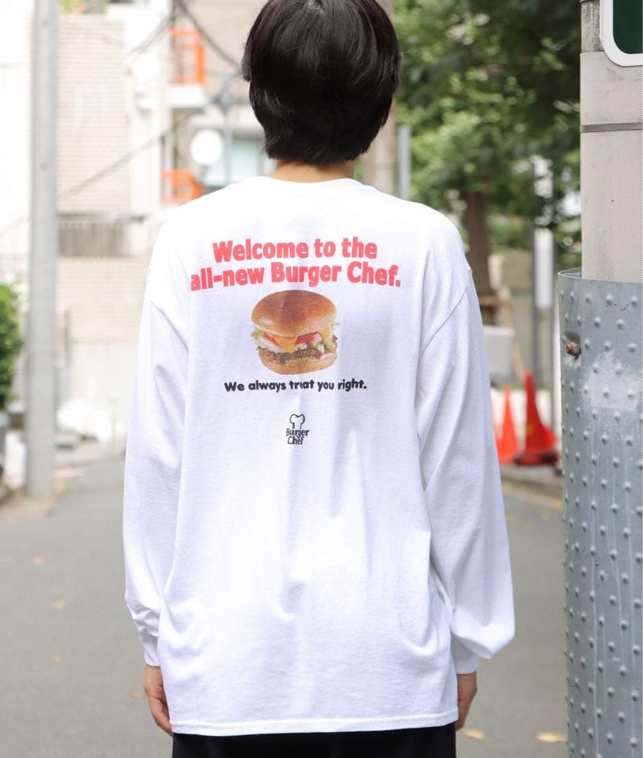 Burger Chef 長袖 Tシャツ ホワイト　Ｌサイズ　ユニセックス — image 3