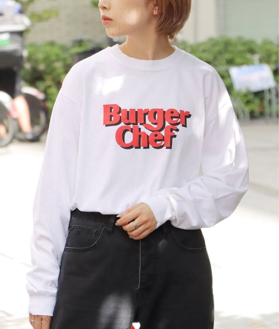 Burger Chef 長袖 Tシャツ ホワイト　Ｌサイズ　ユニセックス — image 5