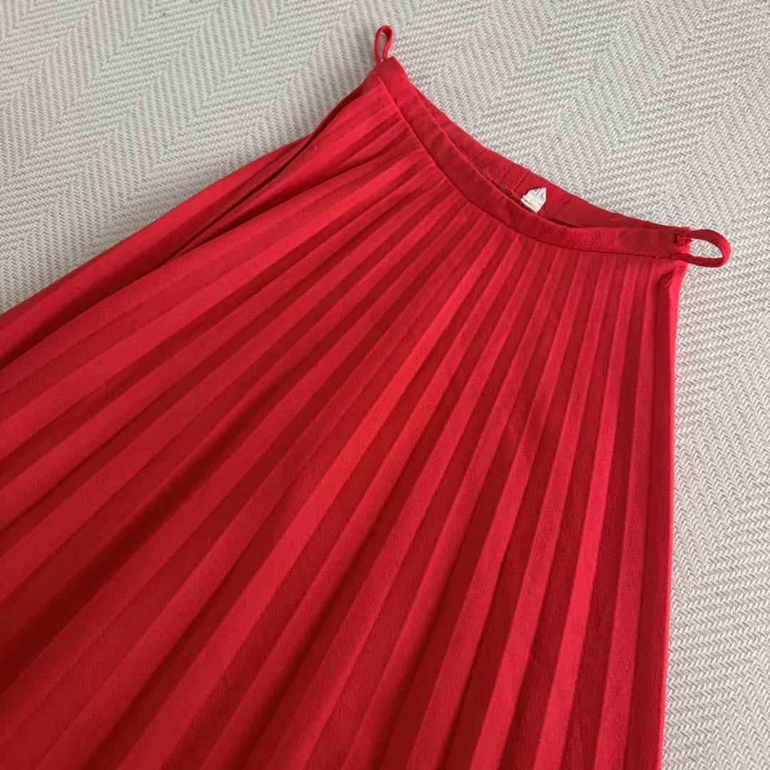 ロングプリーツスカート マキシ丈 赤 M 古着　Vintage バカンス — image 3