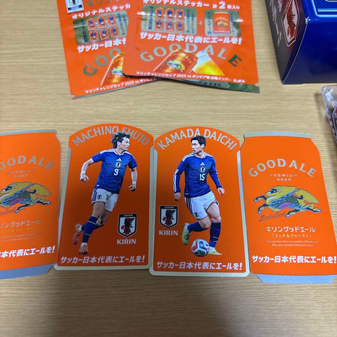 KIRINサッカー日本代表応援タオルマフラー　グッドエールステッカー　缶ホルダー — image 2