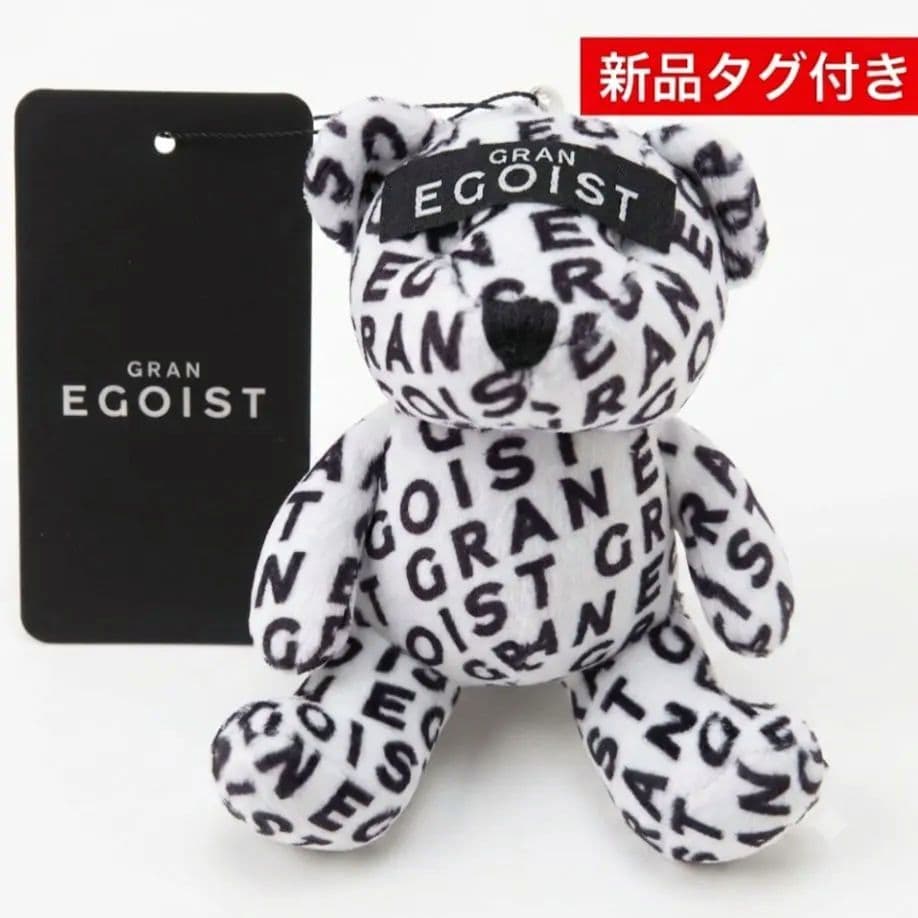 ​【新品】 EGOIST クマ ぬいぐるみ キーホルダー モノトーン 総柄 — image 4