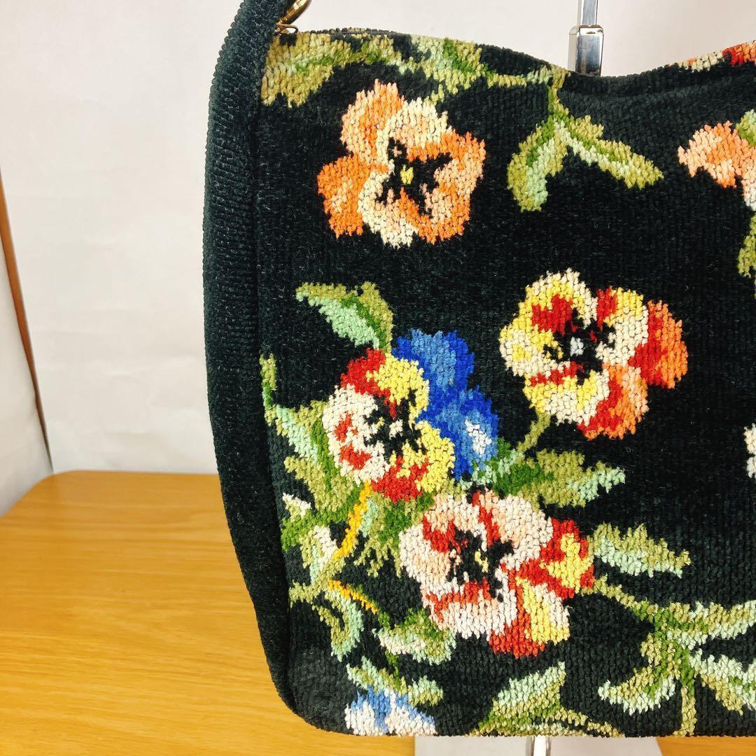 まずまず美品】FEILER フェイラー 花柄 シュニール織 ショルダーバッグ — image 4