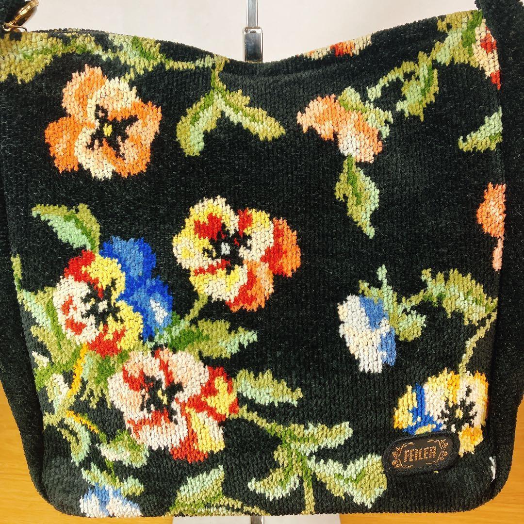 まずまず美品】FEILER フェイラー 花柄 シュニール織 ショルダーバッグ — image 5