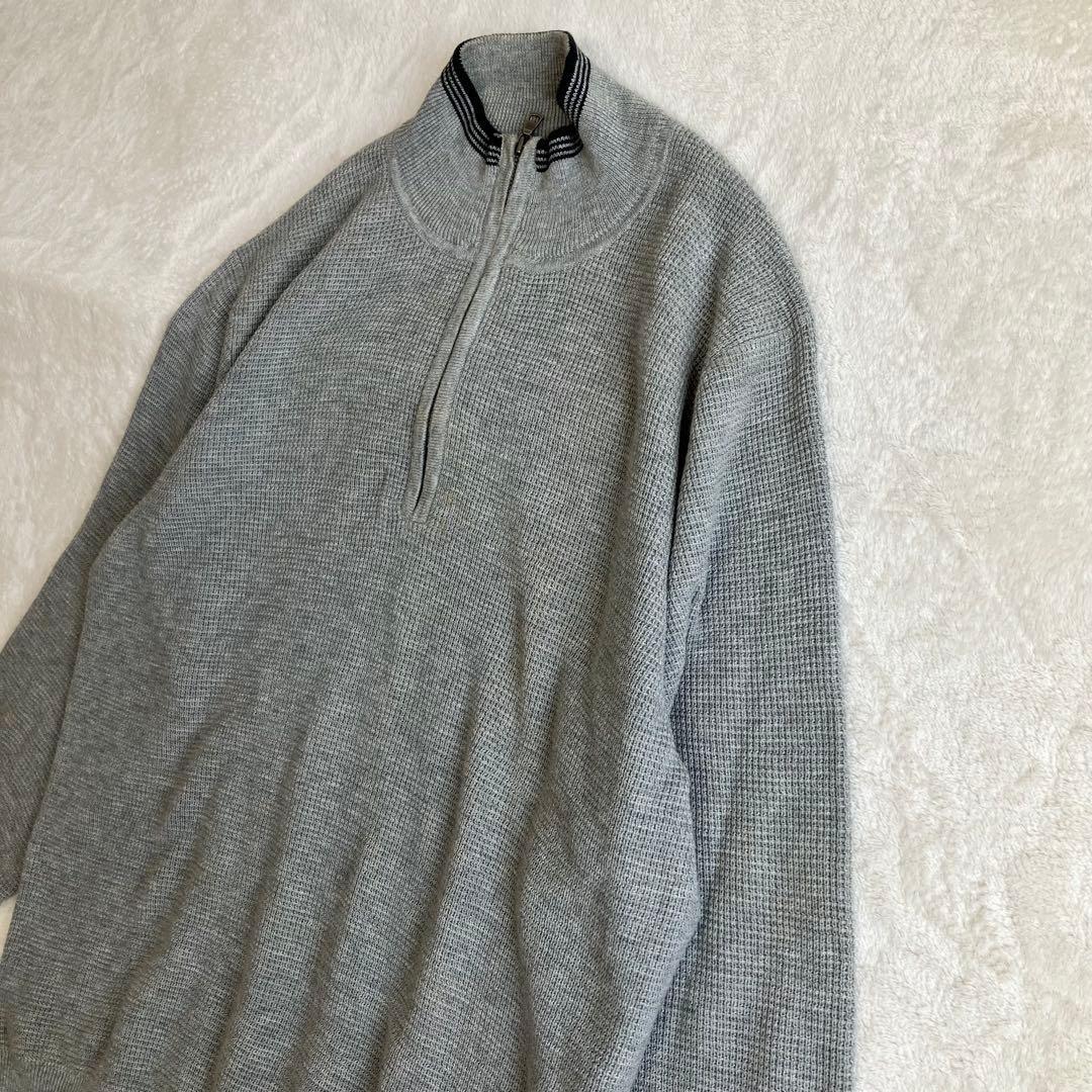 ユニクロ UNIQLO ハーフジップニット メンズ L グレー 襟ライン 綿混 — image 3