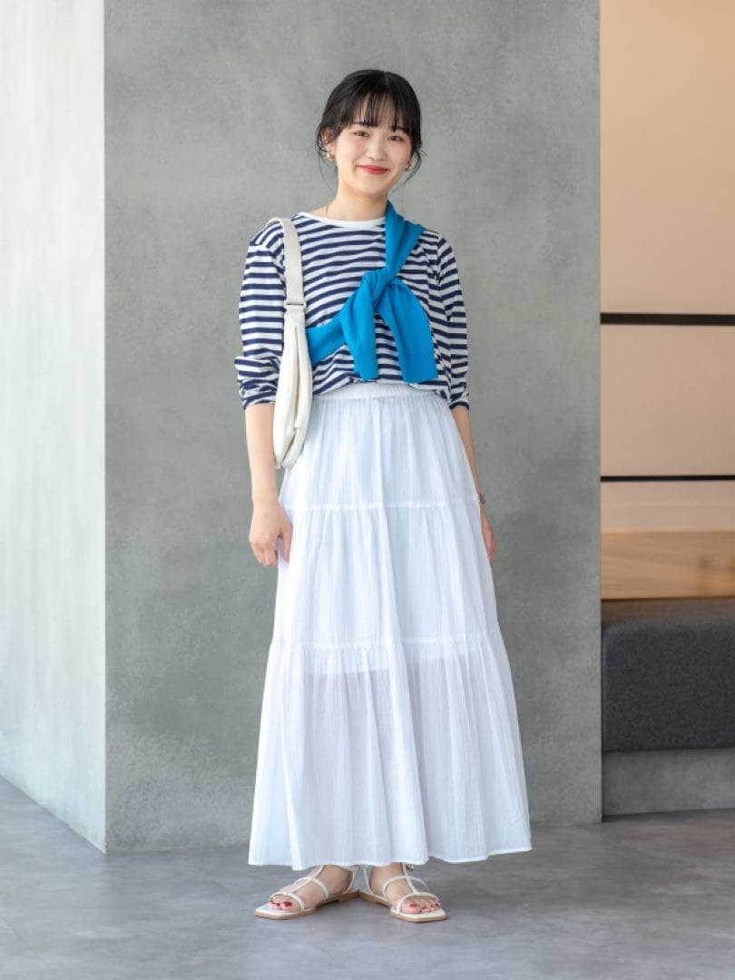 k0496 UNIQLO クリンクルコットンティアードスカート ペチコート付き — image 3