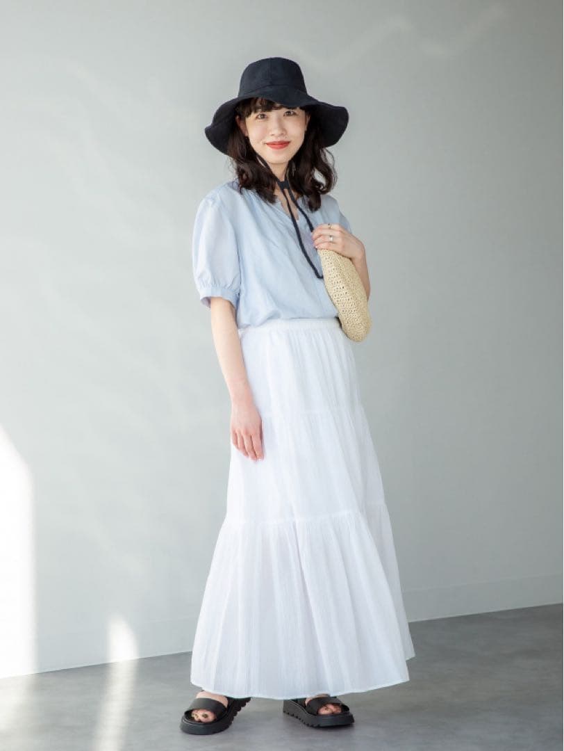 k0496 UNIQLO クリンクルコットンティアードスカート ペチコート付き — image 4