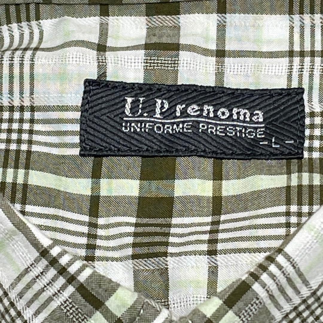 U.Prenoma 半袖シャツ L グリーン系チェック　Lサイズ — image 3