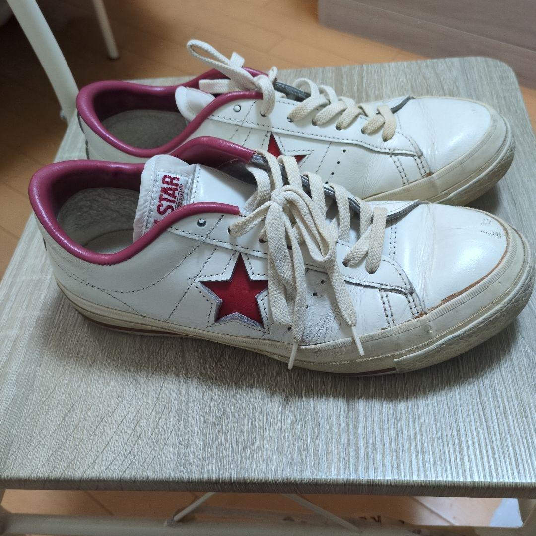 80.90年代 Converse One Star スニーカー ホワイト レッド — image 2