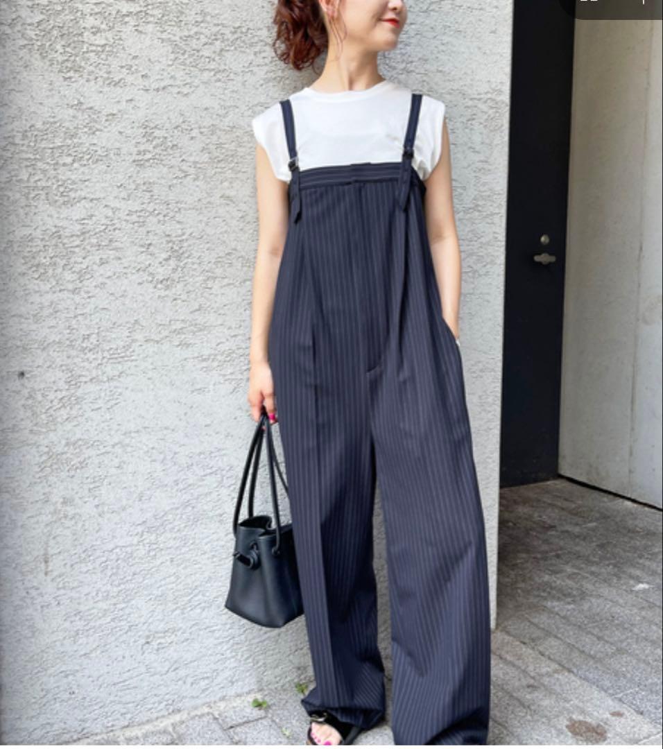 【美品】Spick & Span ベアオールインワン ストライプ ネイビー38 — image 2