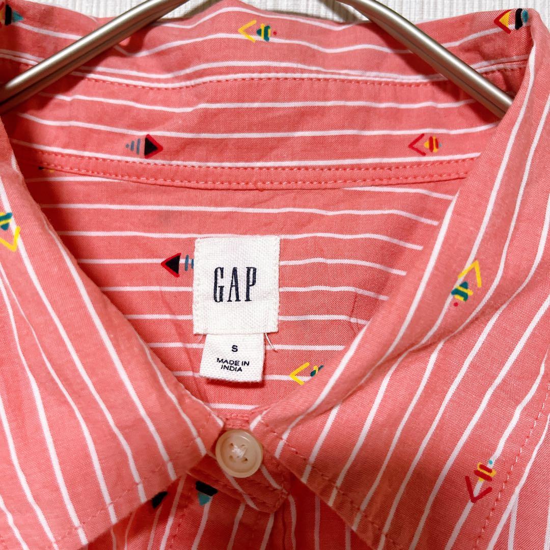 美品✨ギャップ Gapストライプ 総柄 シャツ長袖 チュニック L 白 綿 — image 4