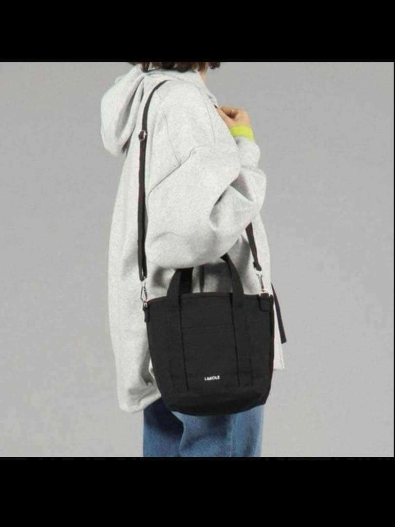 新品タグ付　ミニショルダーバッグ　キャンバス　トートバッグ　ブラック　ラコレ — image 5