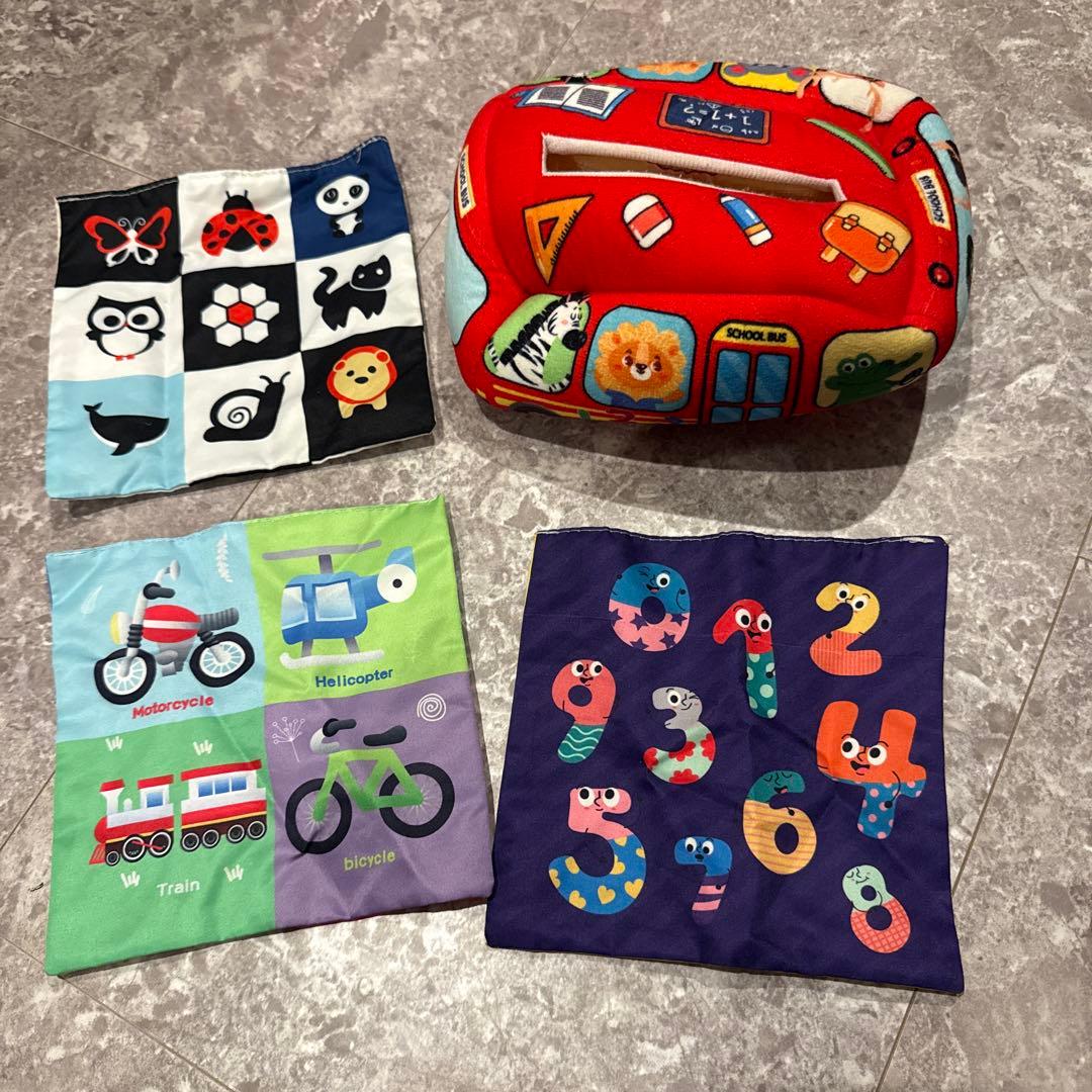 無限ティッシュ おもちゃ 赤　バス 知育玩具　ベビー　赤ちゃん — image 2