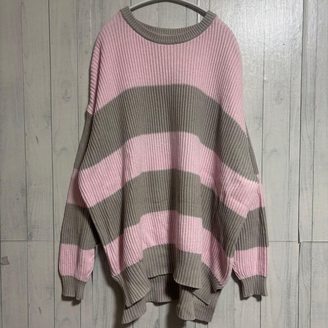 【Rady/レディ】(M) 配色ボーダーニット オーバーサイズ リブ編み — image 2