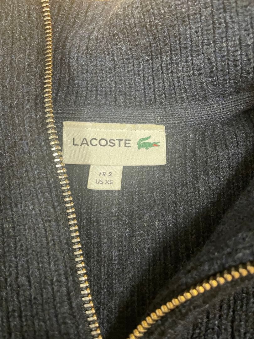LACOSTE ハーフジップ ニット セーター ネイビー FR2 — image 3