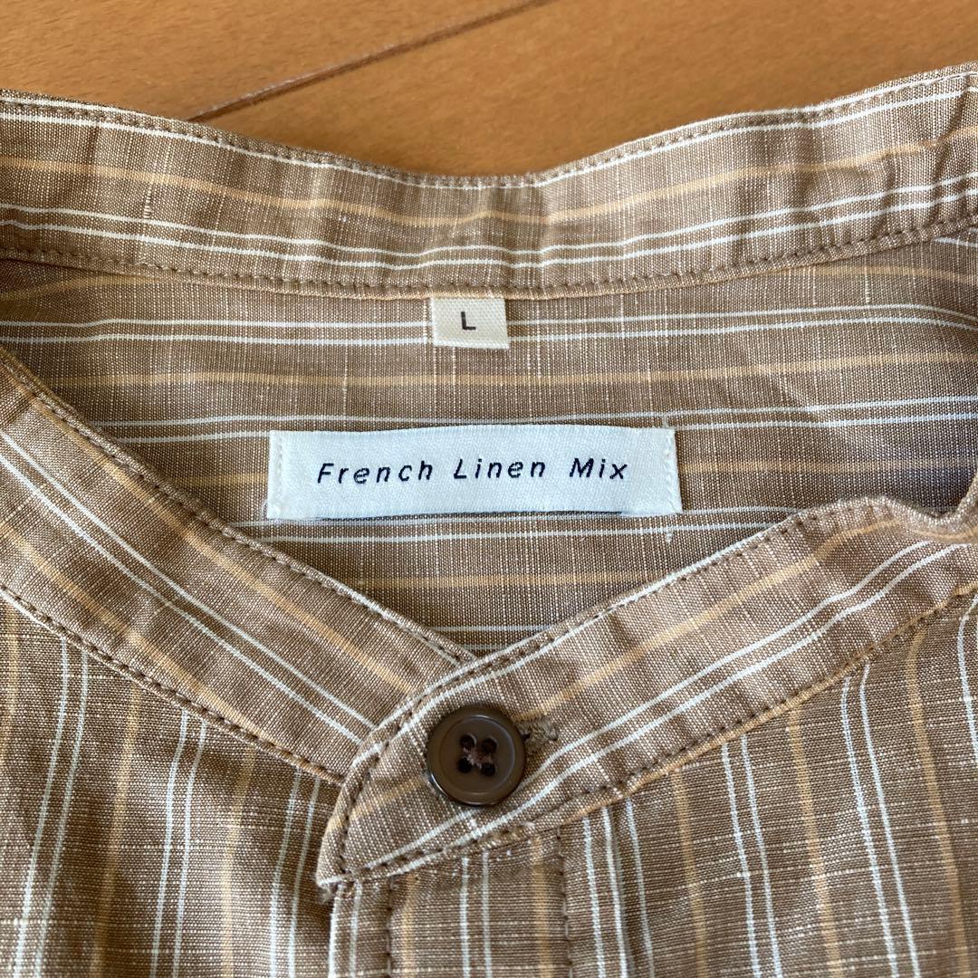 French Linen Mix Lサイズ ストライプシャツ【未使用】 — image 3