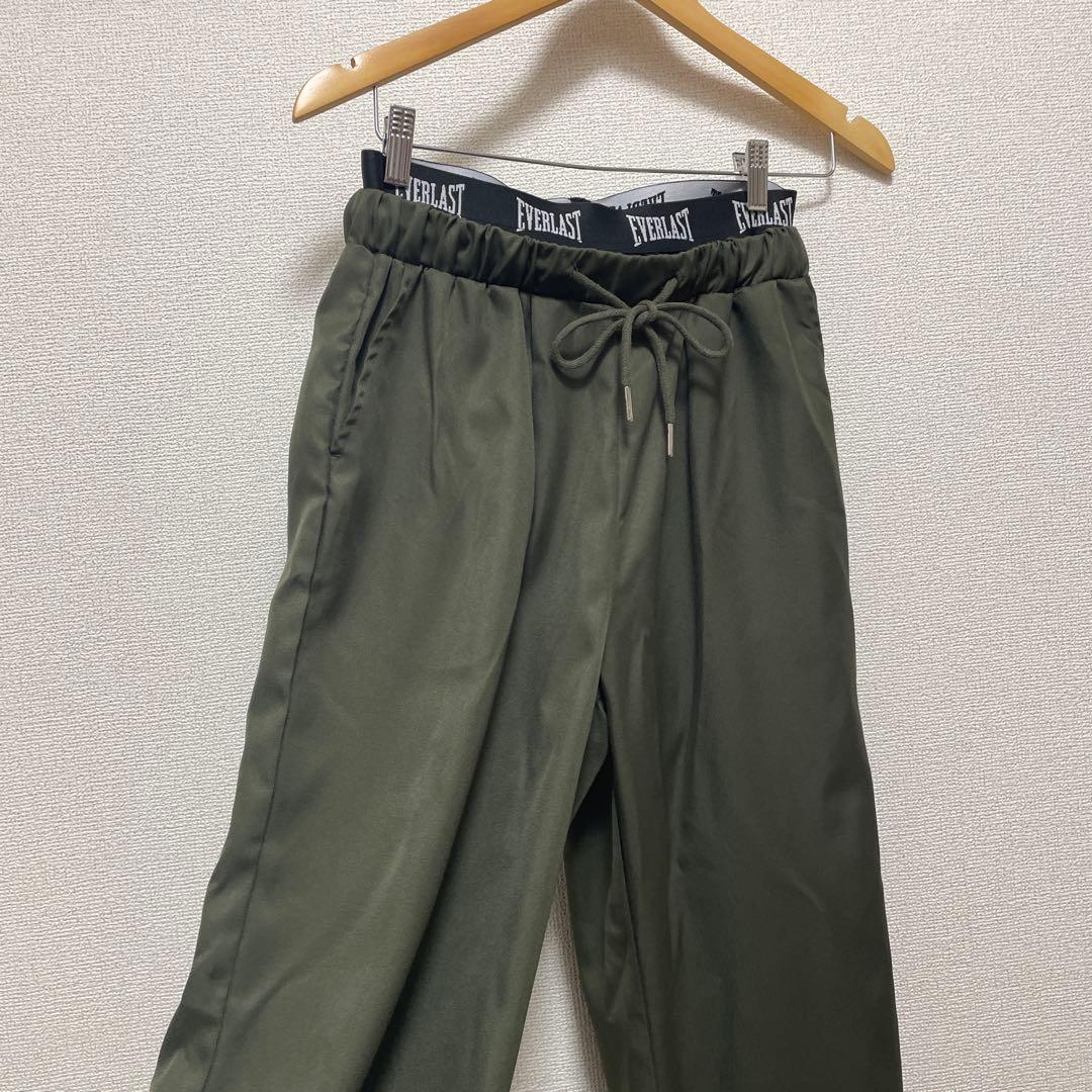 美品 EVERLAST エバーラスト ゴムバンド ダボ系パンツ カーキ — image 3