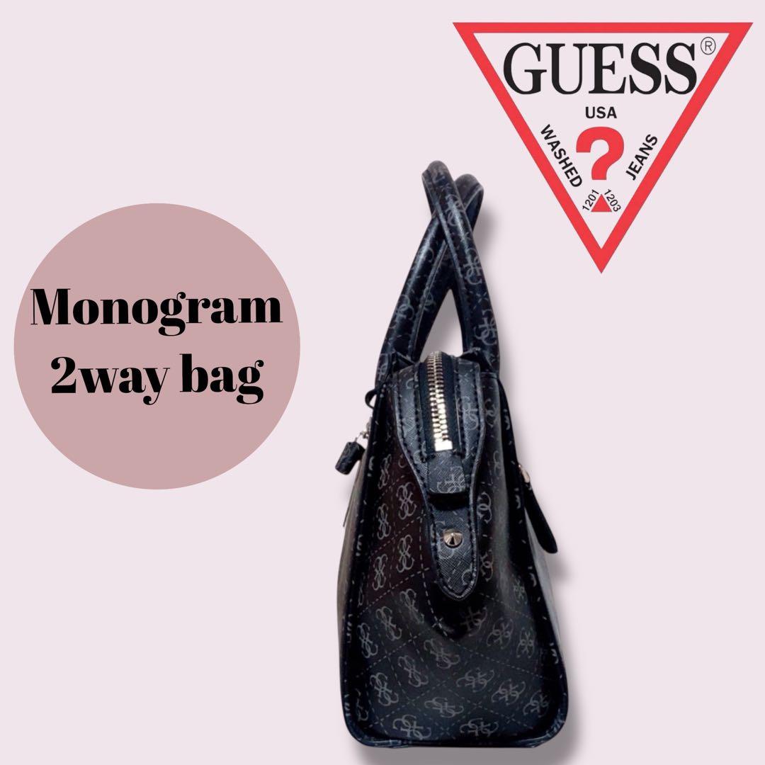 GUESS　ゲス　モノグラムバッグ　2wayバッグ　美品　ロゴプレート付き — image 3