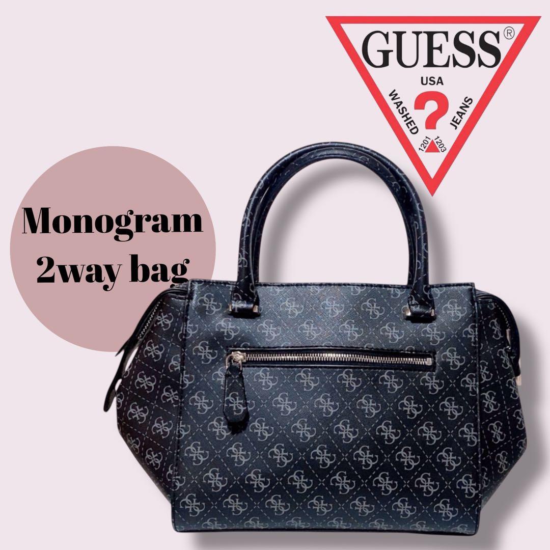 GUESS　ゲス　モノグラムバッグ　2wayバッグ　美品　ロゴプレート付き — image 4