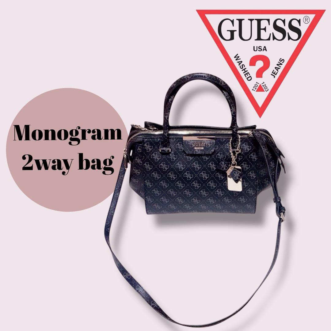 GUESS　ゲス　モノグラムバッグ　2wayバッグ　美品　ロゴプレート付き — image 5