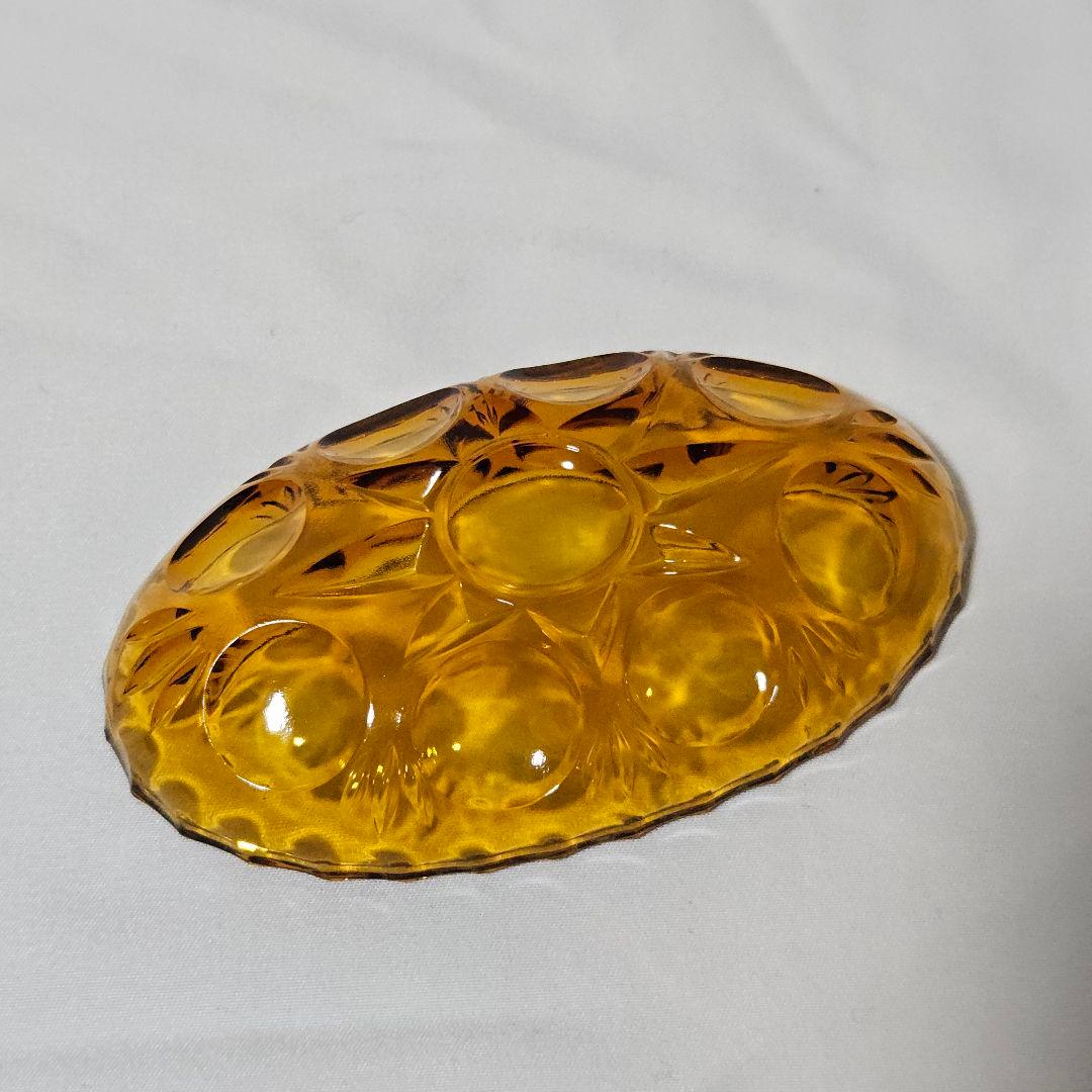 《美品》ADERIA アデリアルック アンバーガラス 楕円皿 豆皿 2枚 — image 4