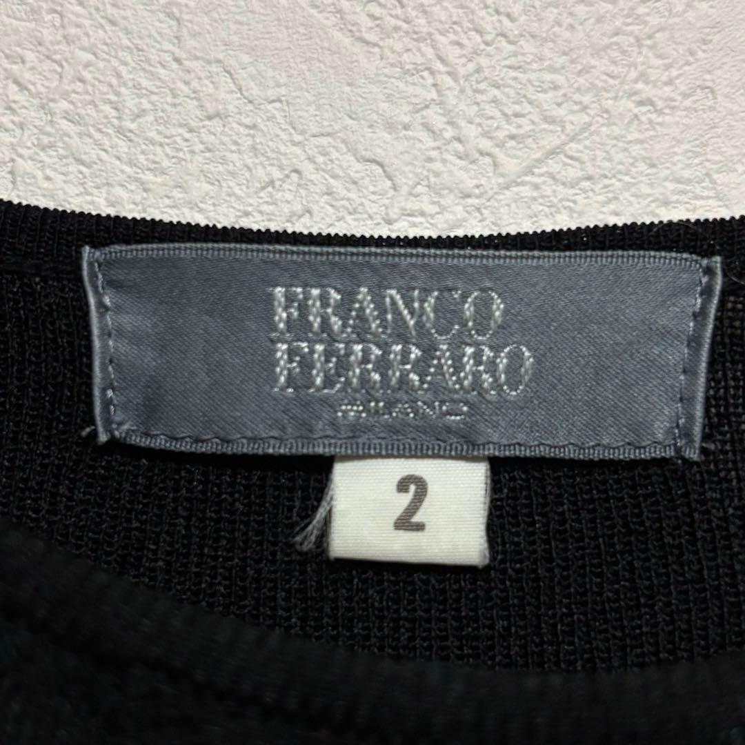 FRANCO FERRARO 半袖ニット フロントタックフリル　黒　サイズ2 — image 4
