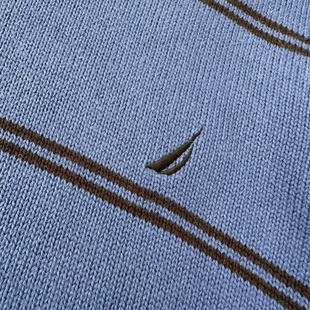 【NAUTICA】ノーティカ（L）コットンニット＊胸ロゴ刺繍＊ボーダー＊セーター — image 5