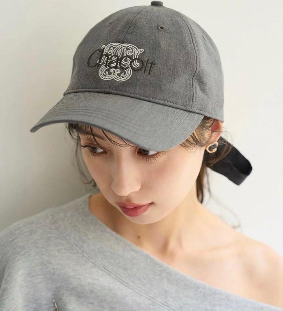 SNIDEL×Chacott コラボキャップ グレー 刺繍ロゴ　リボン付き — image 4