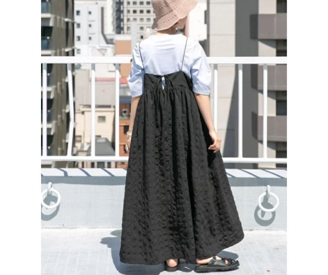 スパゲッティストラップキャミワンピース 　kbf ブラック — image 4