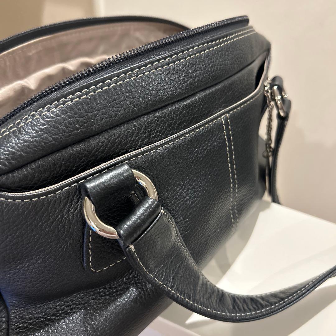 皇室御用達ブランド、（HAMANO）ブラックレザーミニボストンバッグ — image 4