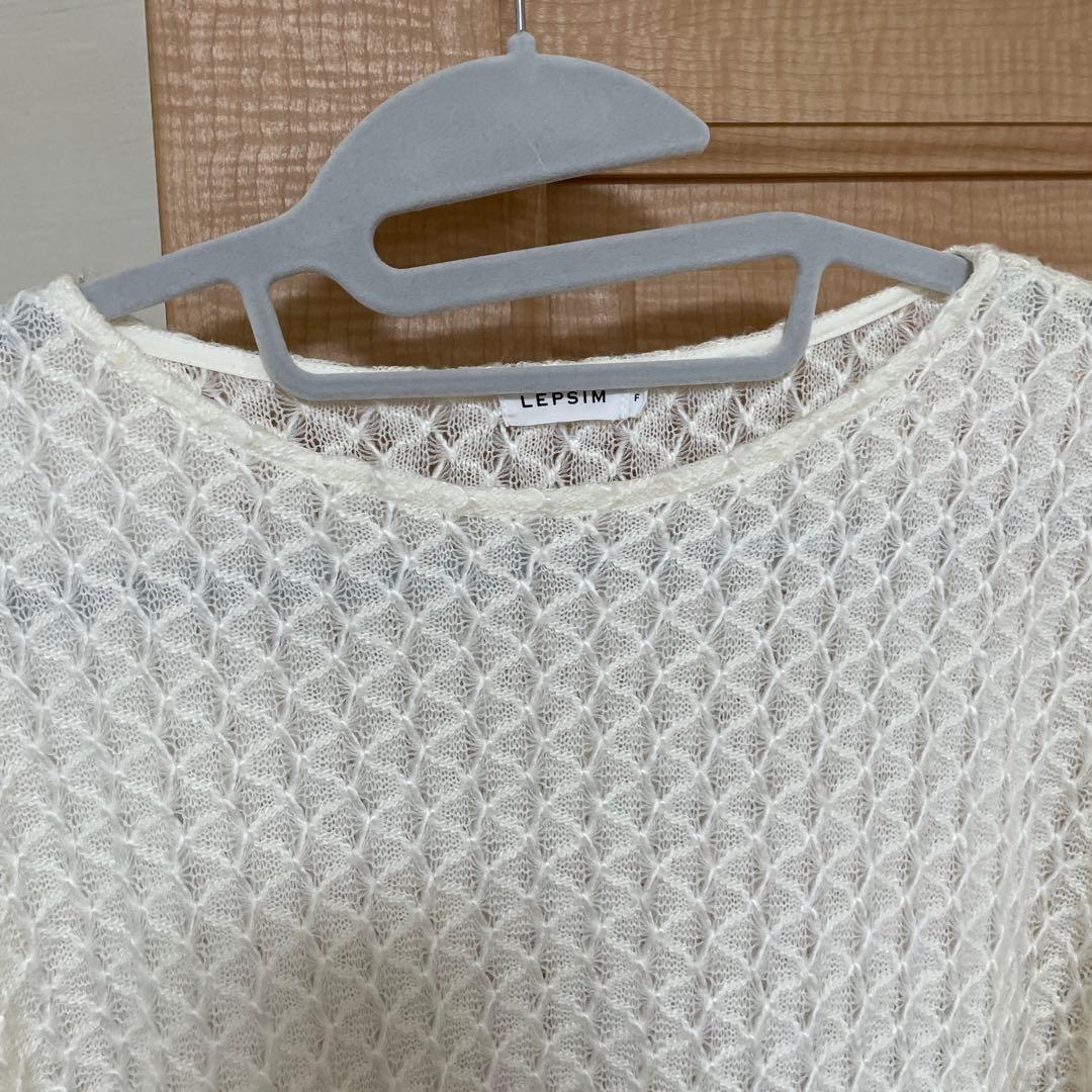 LEPSIM レプシム　長袖 透かし編みニット ホワイト — image 2