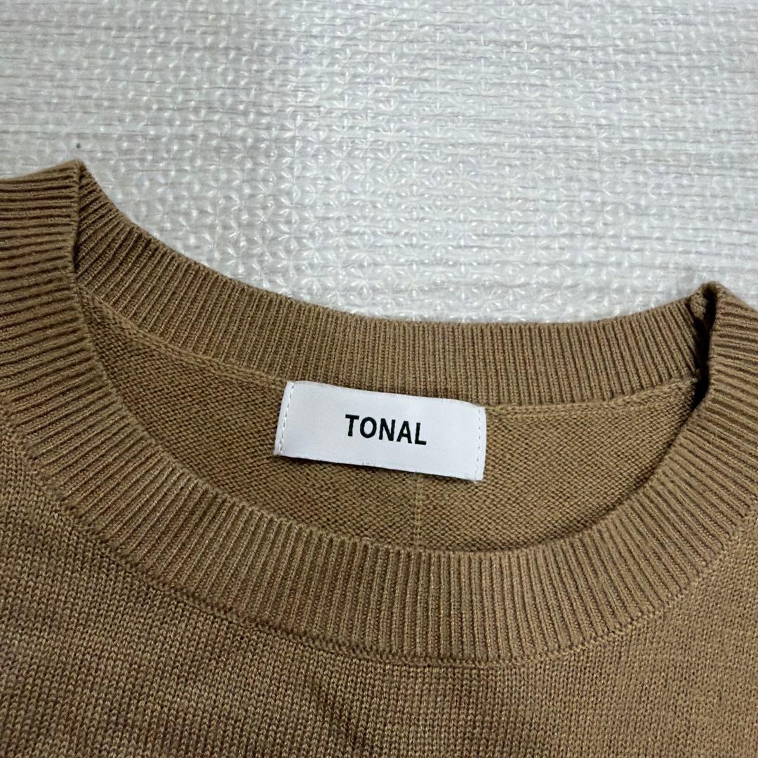 TONAL トーナル 長袖 ドッキングプルオーバー ニット ブラウン 38 — image 3