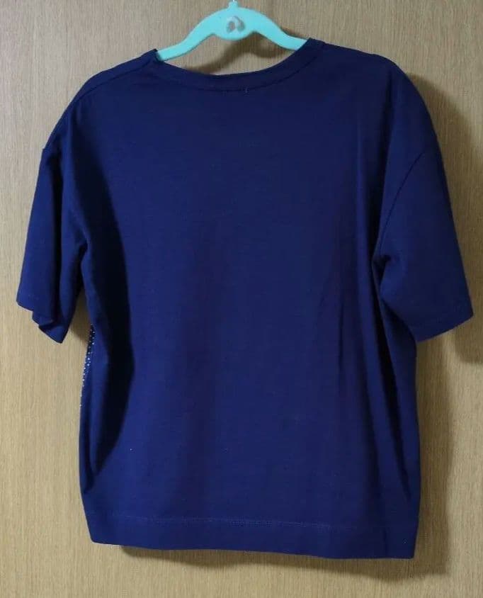 Bliss bunch ドット柄切替Tシャツ ネイビー — image 4