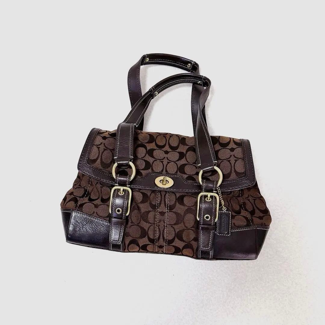 【希少カラー】old coach ハンドバッグターンロック総柄　美品　y2k — image 2