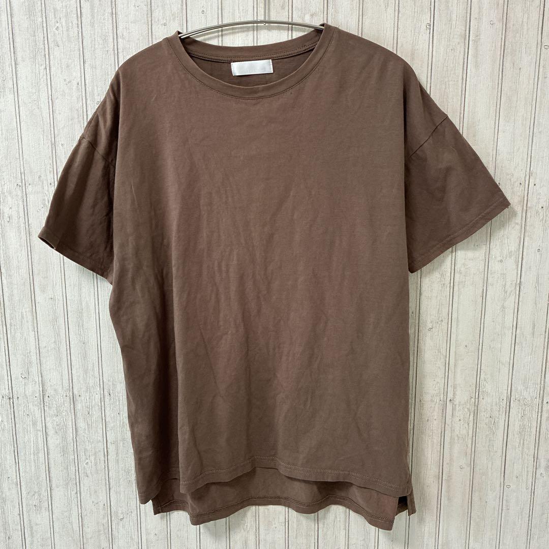 レクタングル オーガニックコットン バックプリント Tシャツ ブラウン　半袖 — image 3