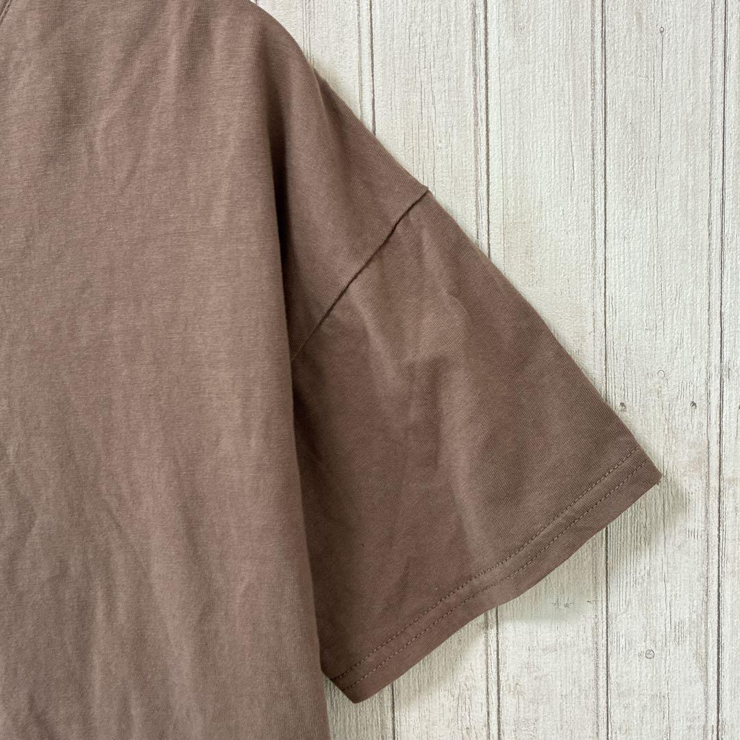 レクタングル オーガニックコットン バックプリント Tシャツ ブラウン　半袖 — image 5