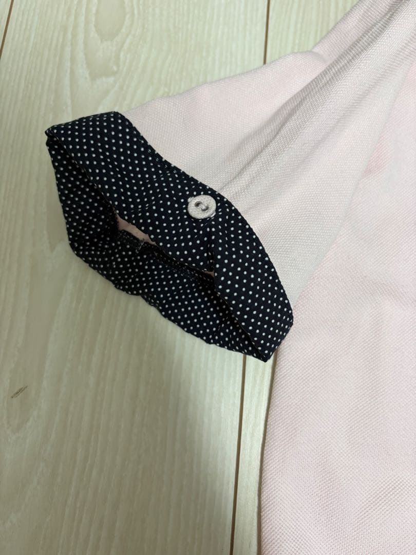 BEAMS HEART 半袖 ポロシャツ L ピンク 袖ボタン 紺ドット — image 5