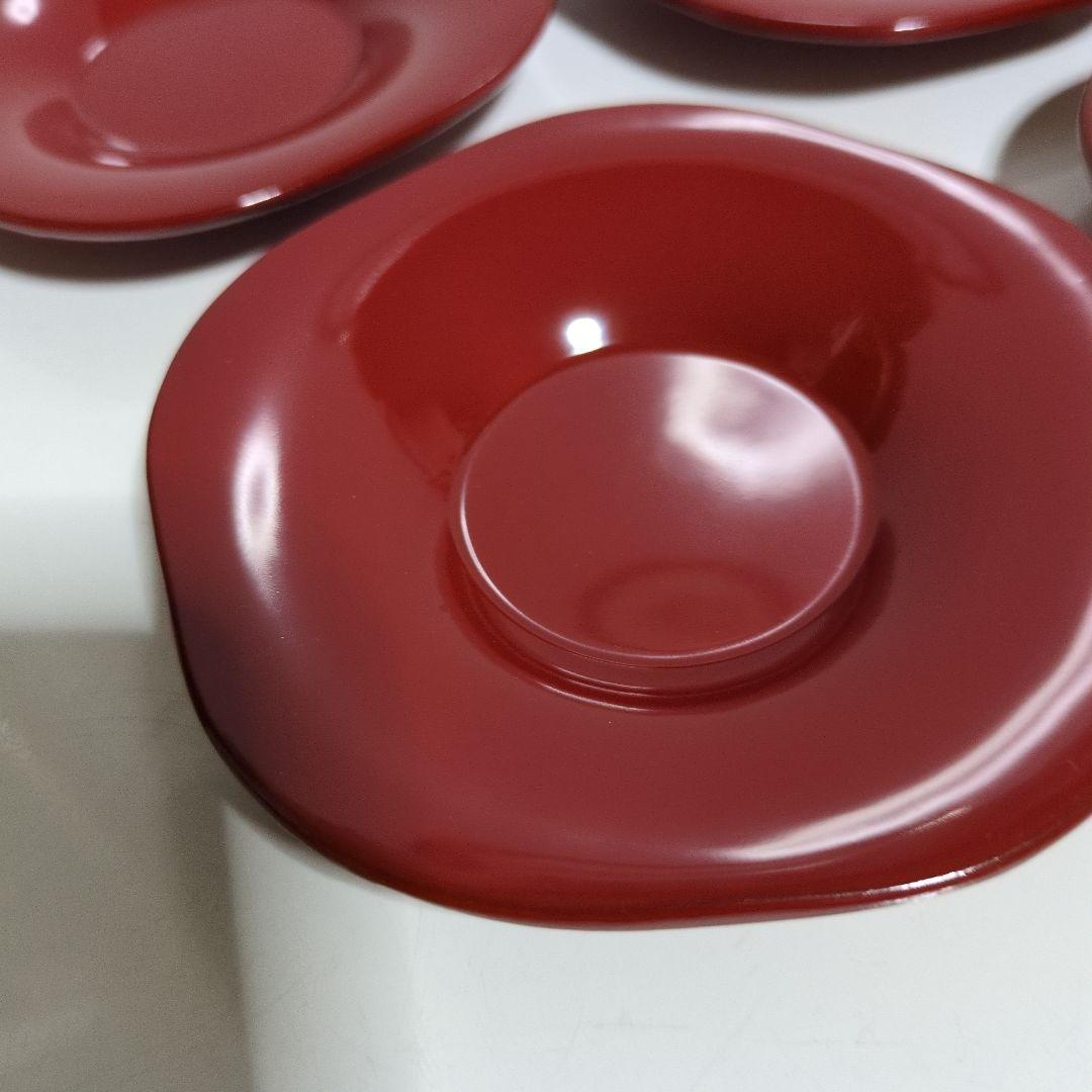 たち吉梅型茶托5枚セット 朱色 漆器風 — image 3