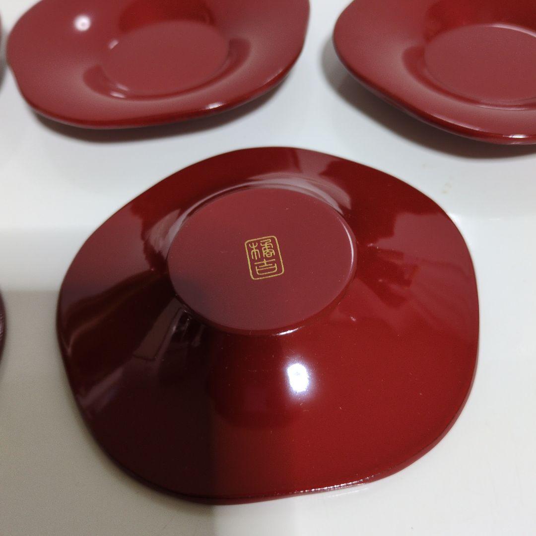 たち吉梅型茶托5枚セット 朱色 漆器風 — image 5